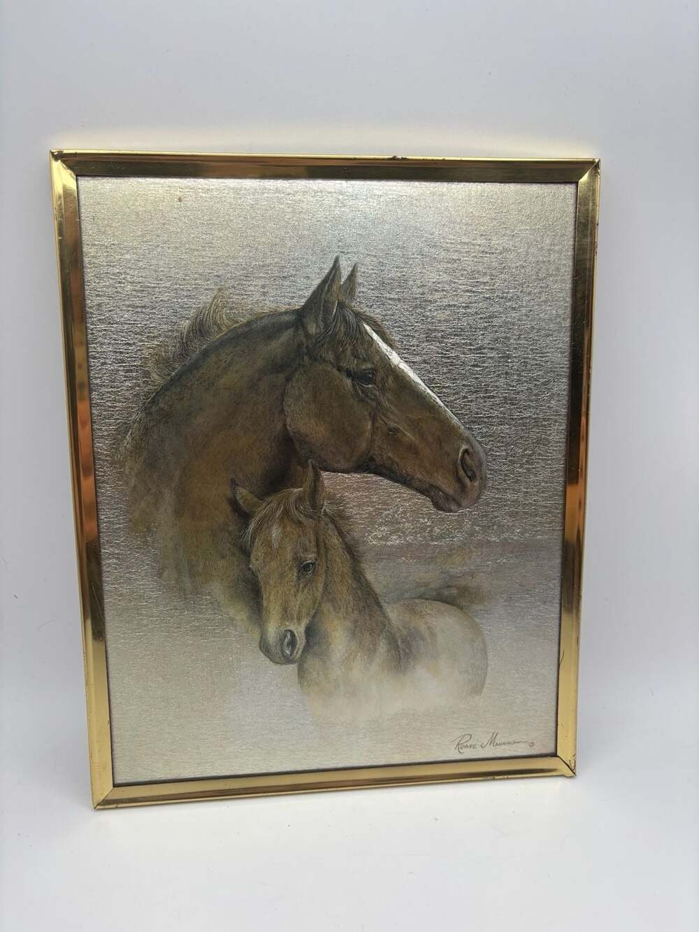 Vintage Ruane Manning Horse & Colt Head Art Print, No. 6150